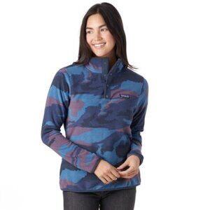 Patagonia Blue Camo Micro D Snap-T Fleece Pullover Mock Neck Size Small